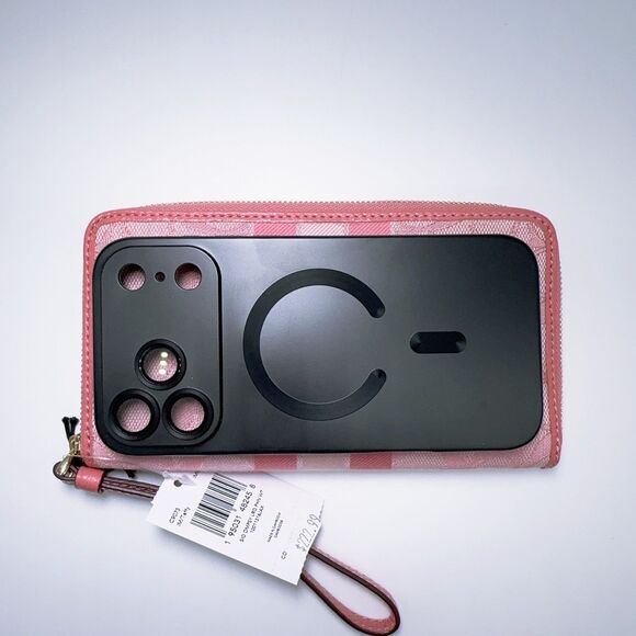 Coach C9073 Dempsey Large Phone Wallet Signature Jacquard Stripe And Patch Taffy - Picture 4 of 9